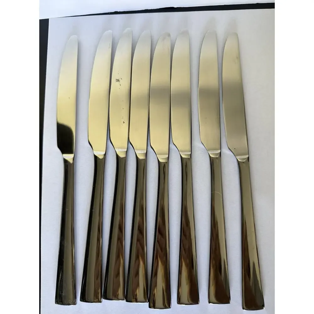 Oneida Moda Stainless Steel Dinner Knives Glossy Flatware Set of 8